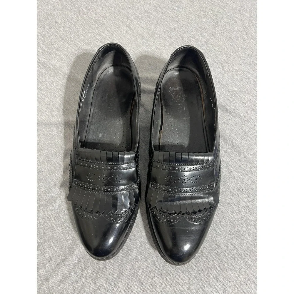 Bostonian Shoes Mens Size 11 Black Kiltie Fringe Loafers Brogue Made USA